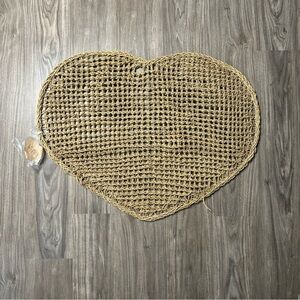 Homemade Woven Heart Rug, 34”x24”